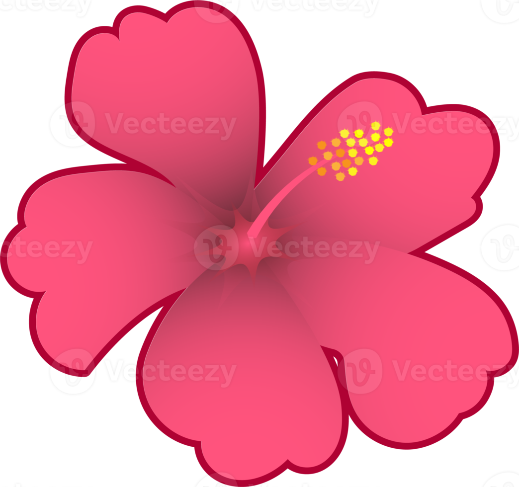 Red hibiscus flower flat icon design png