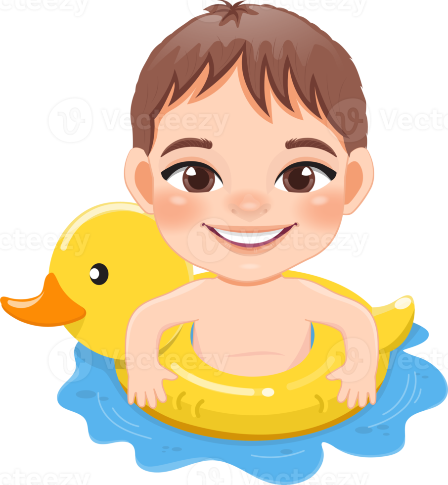 Summer boy in duck Inflatable ring cartoon png