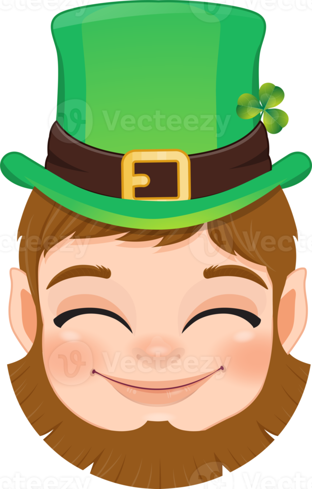 st. patrick s dag med smilling pyssling huvud bär grön hatt tecknad serie karaktär png