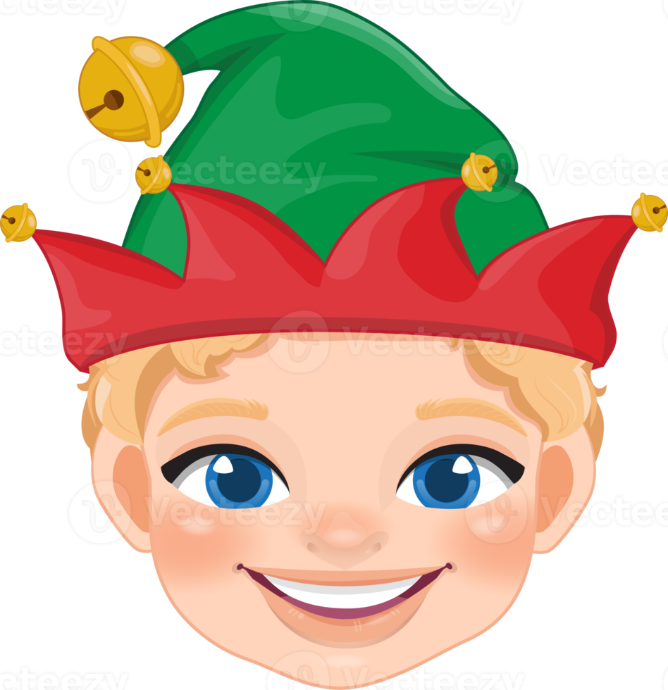 Christmas characters heads with Cute Elf cartoon characters for design png