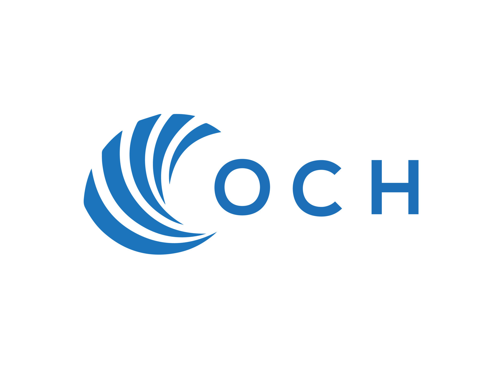 OCH letter logo design on white background. OCH creative circle letter