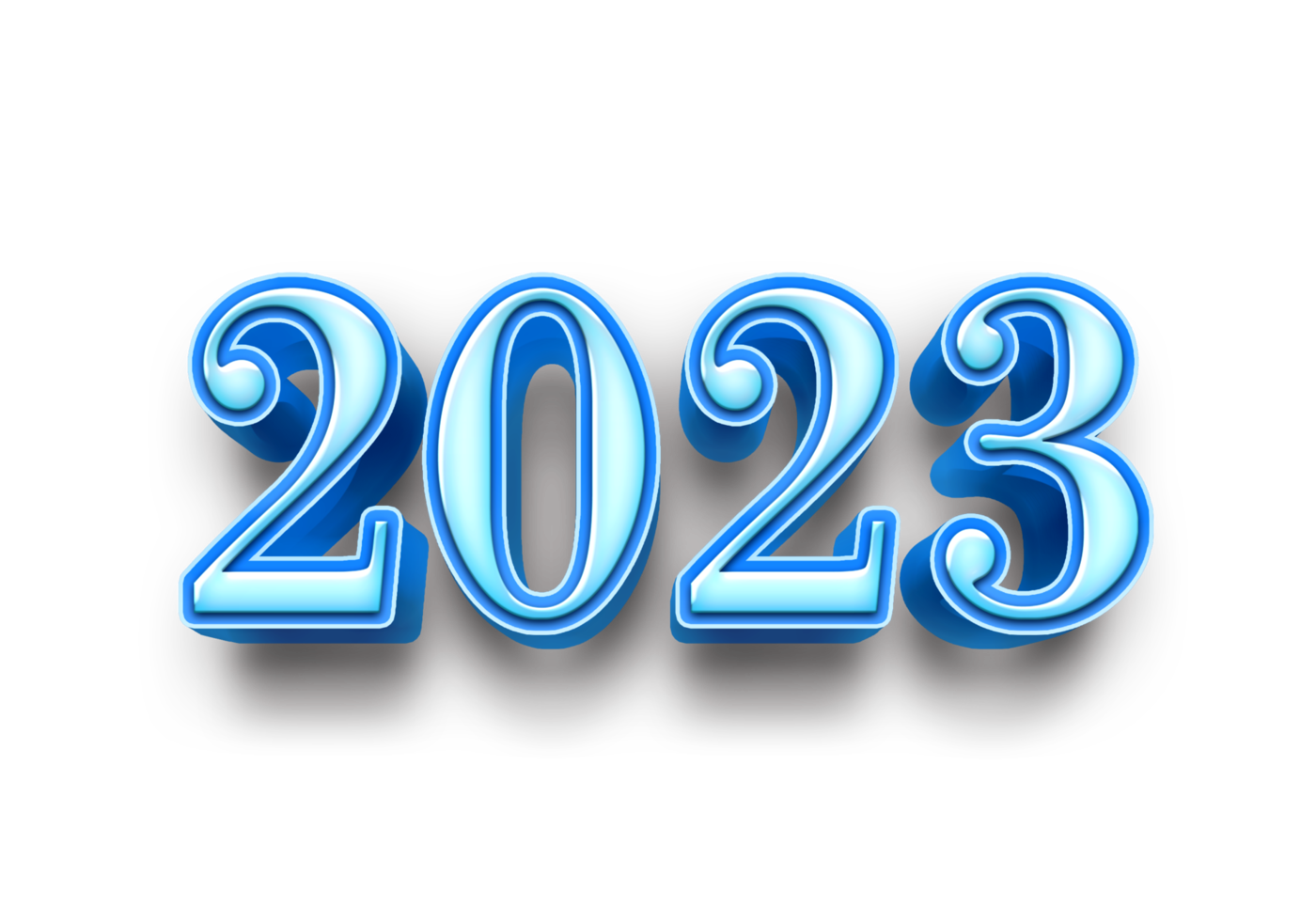 2023 Text Nummer Jahr 3d Attrappe, Lehrmodell, Simulation Eis Blau png