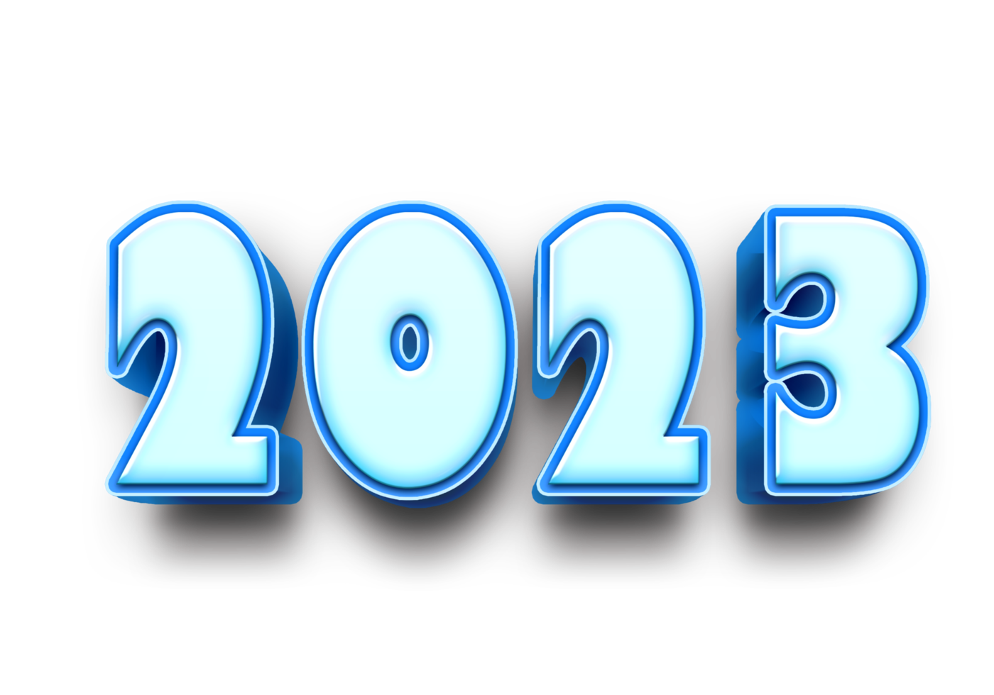 2023 texte nombre année 3d maquette la glace bleu png