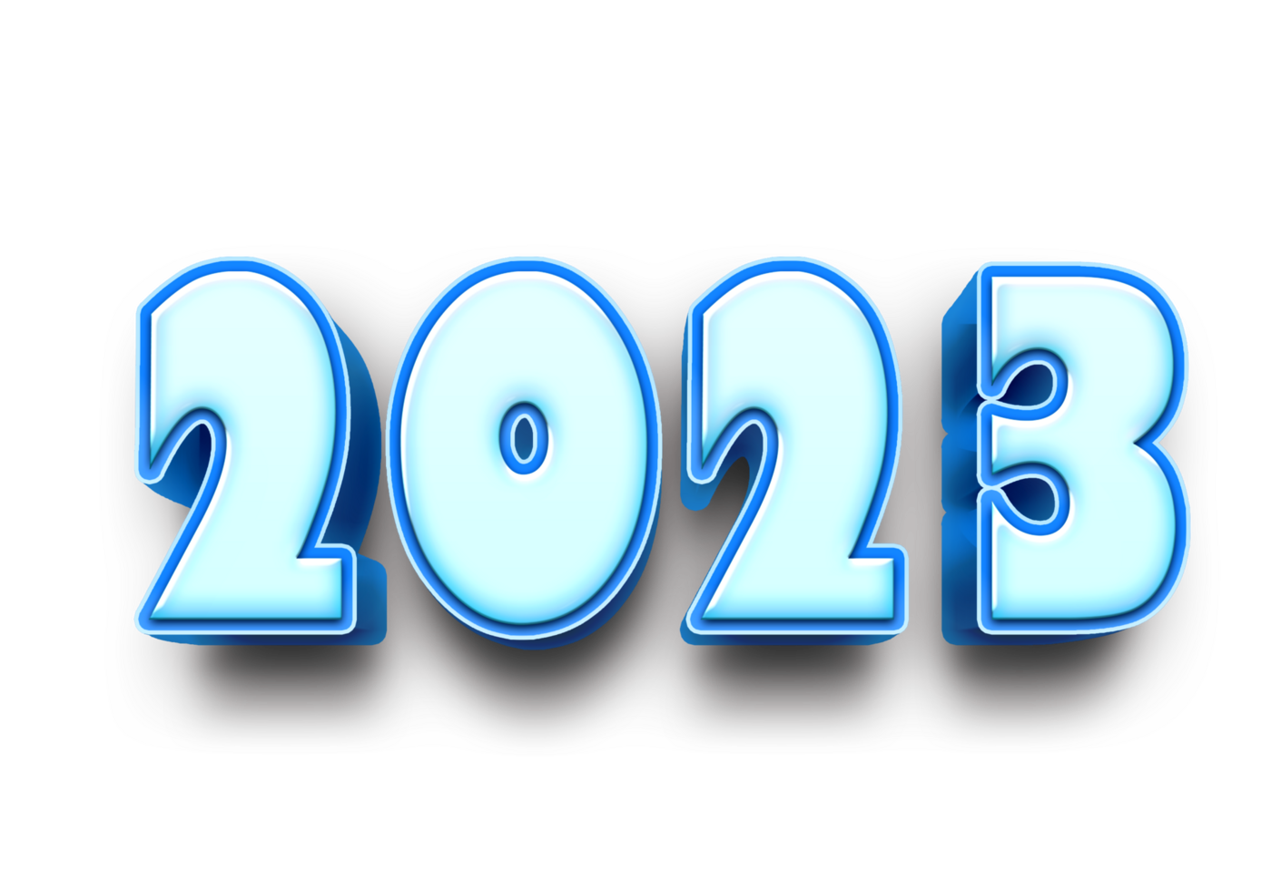 2023 text number year 3d mockup ice blue png