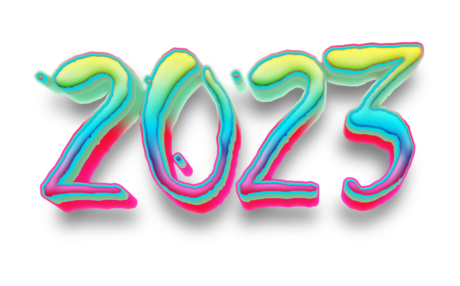 2023 text number year 3d mockup rainbow png