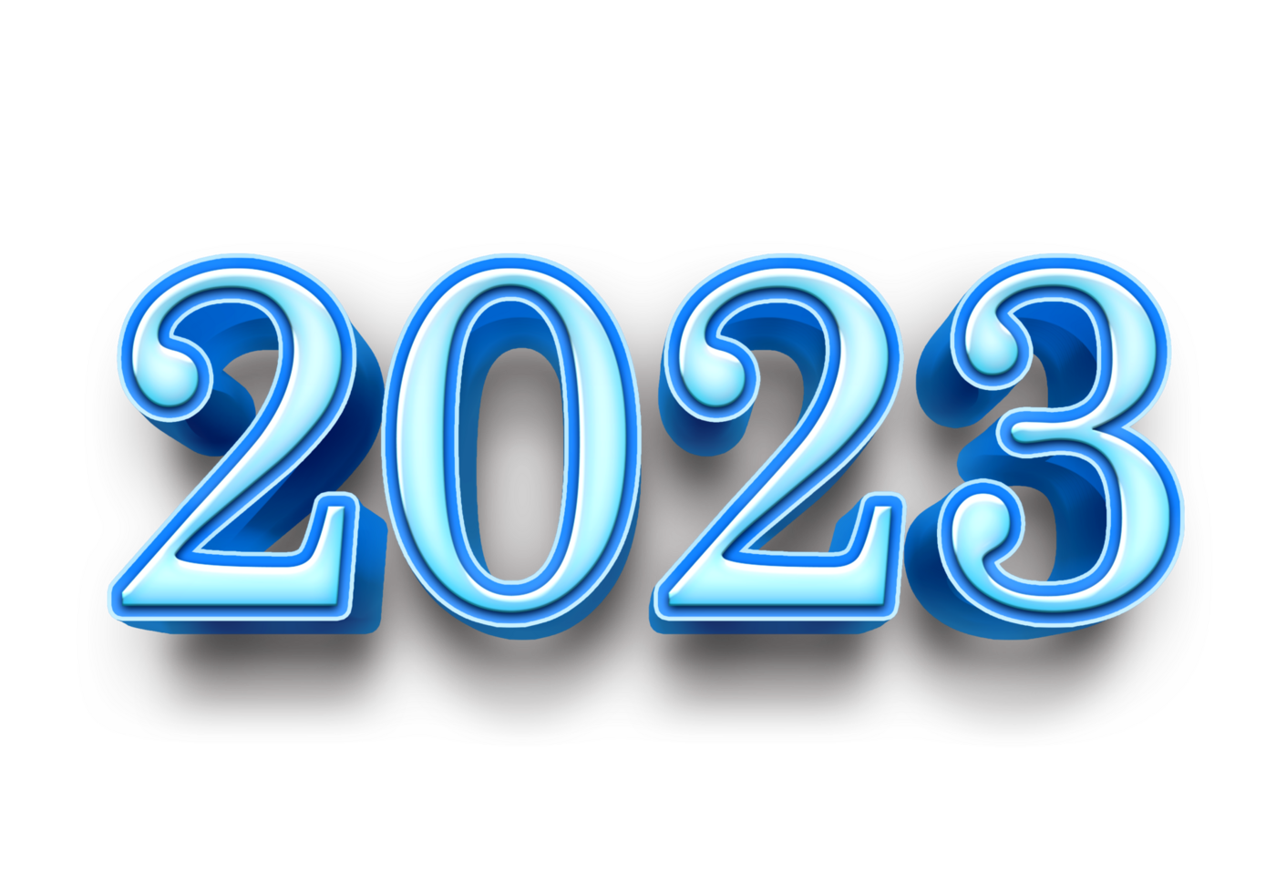 2023 text number year 3d mockup ice blue png