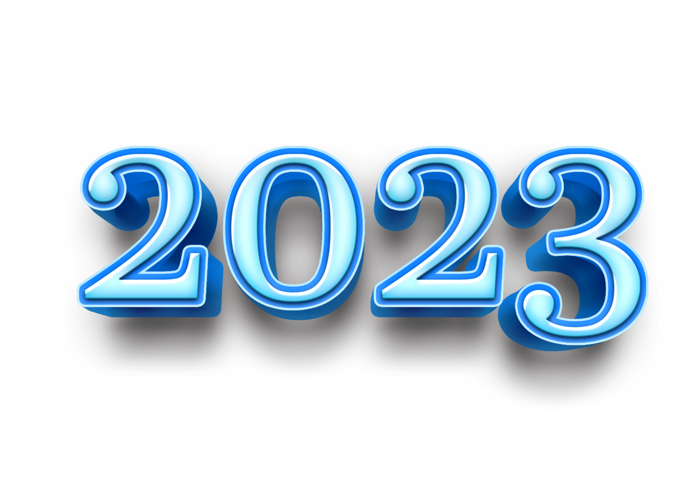 2023 text number year 3d mockup ice blue png