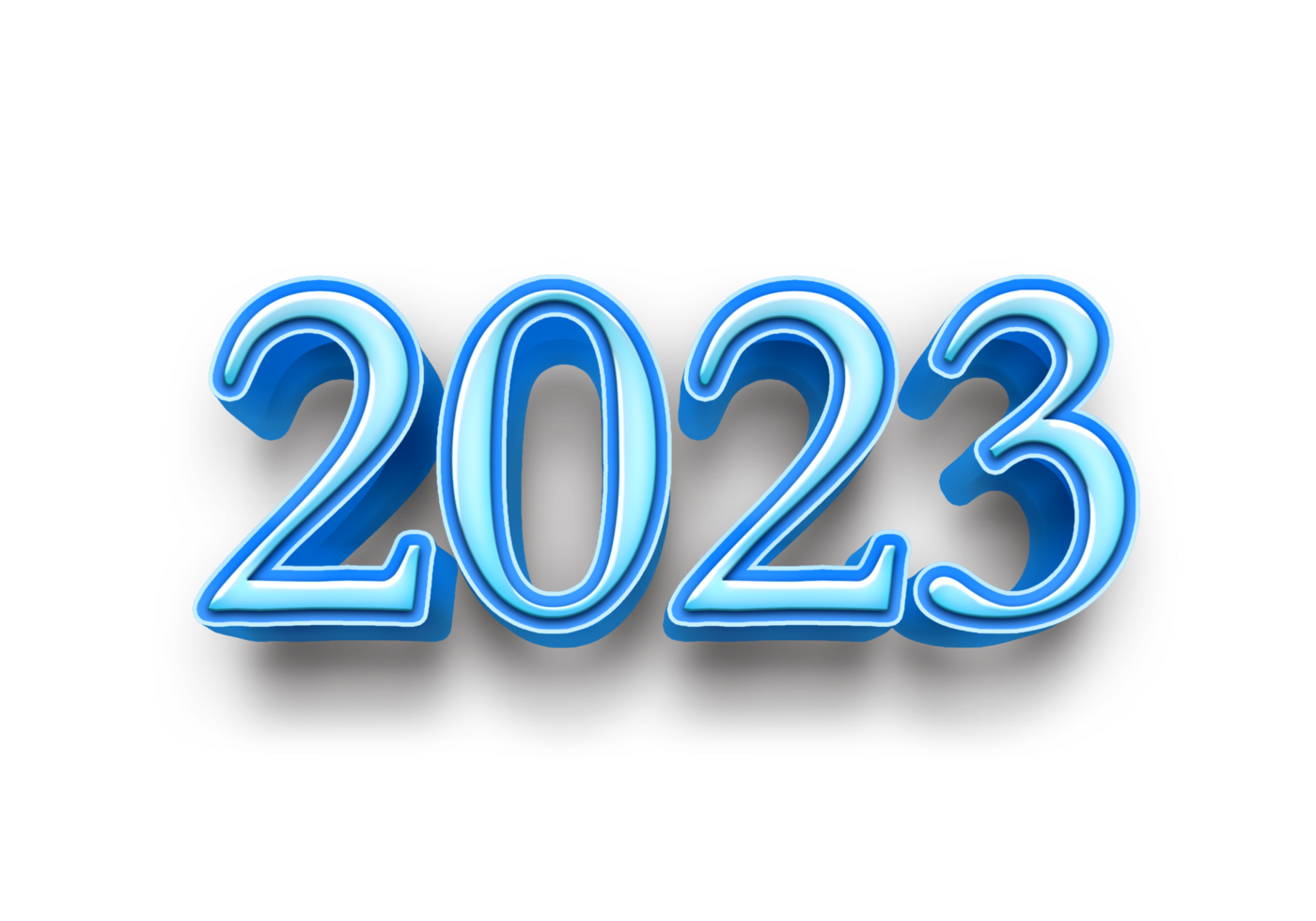 2023 text number year 3d mockup ice blue png