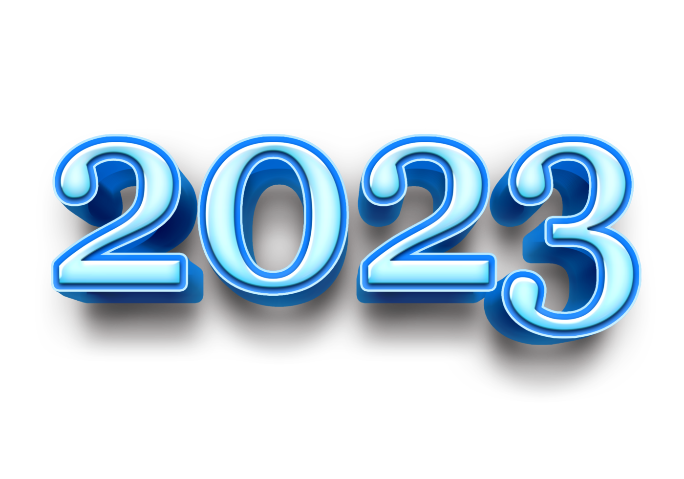 2023 texte nombre année 3d maquette la glace bleu png