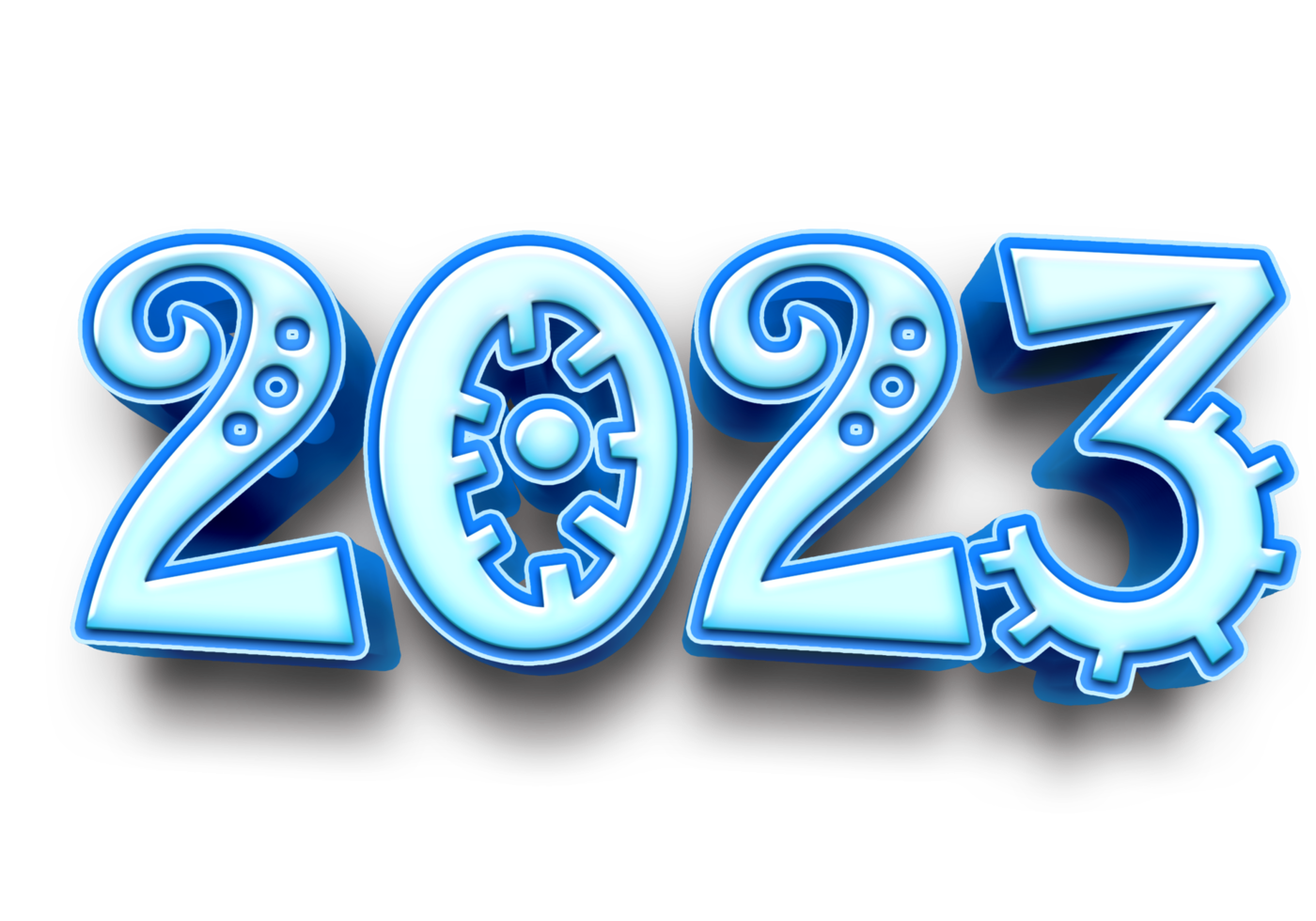 2023 tekst aantal jaar 3d mockup ijs blauw png