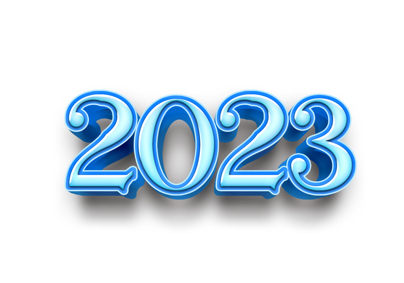 2023 text number year 3d mockup ice blue png