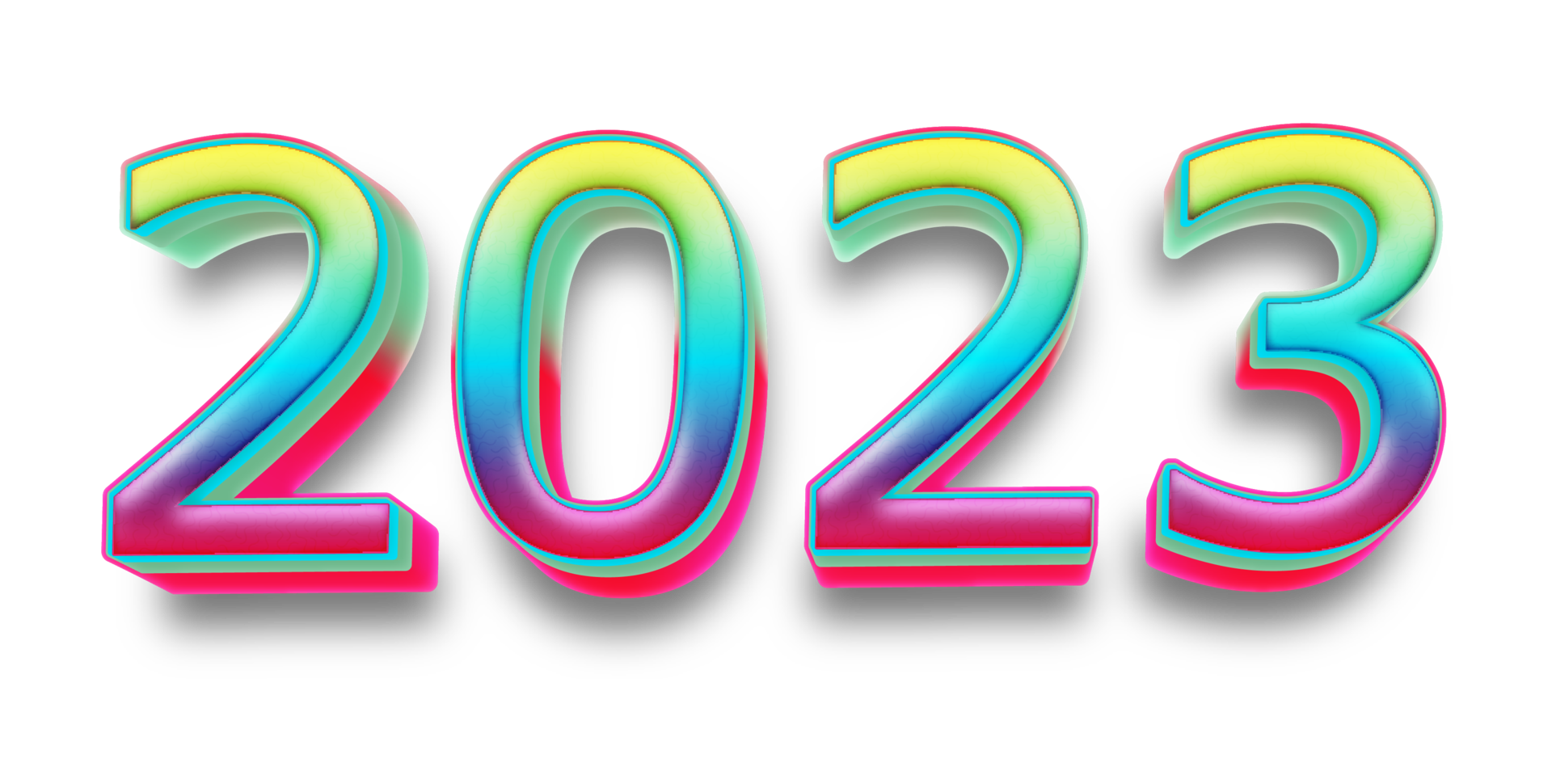 2023 text number year 3d mockup rainbow png