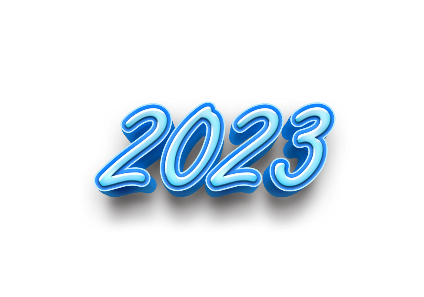 2023 text number year 3d mockup ice blue png