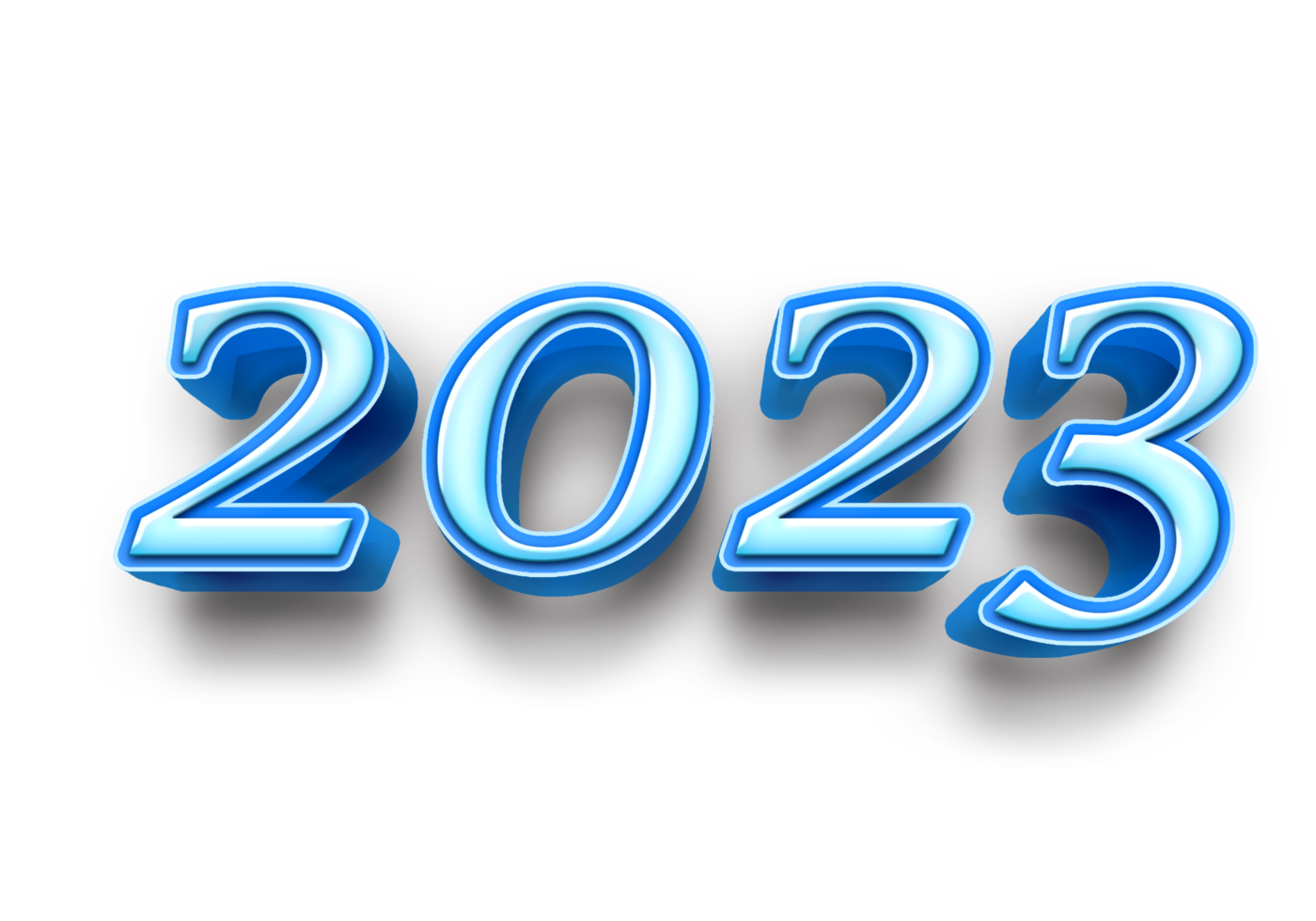 2023 text number year 3d mockup ice blue png