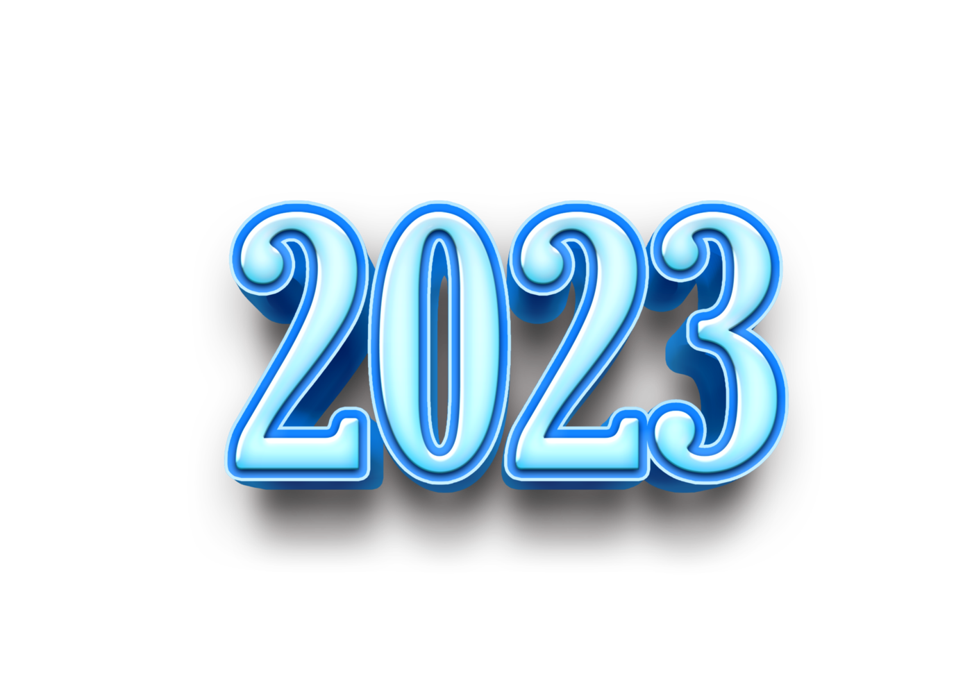 2023 tekst aantal jaar 3d mockup ijs blauw png