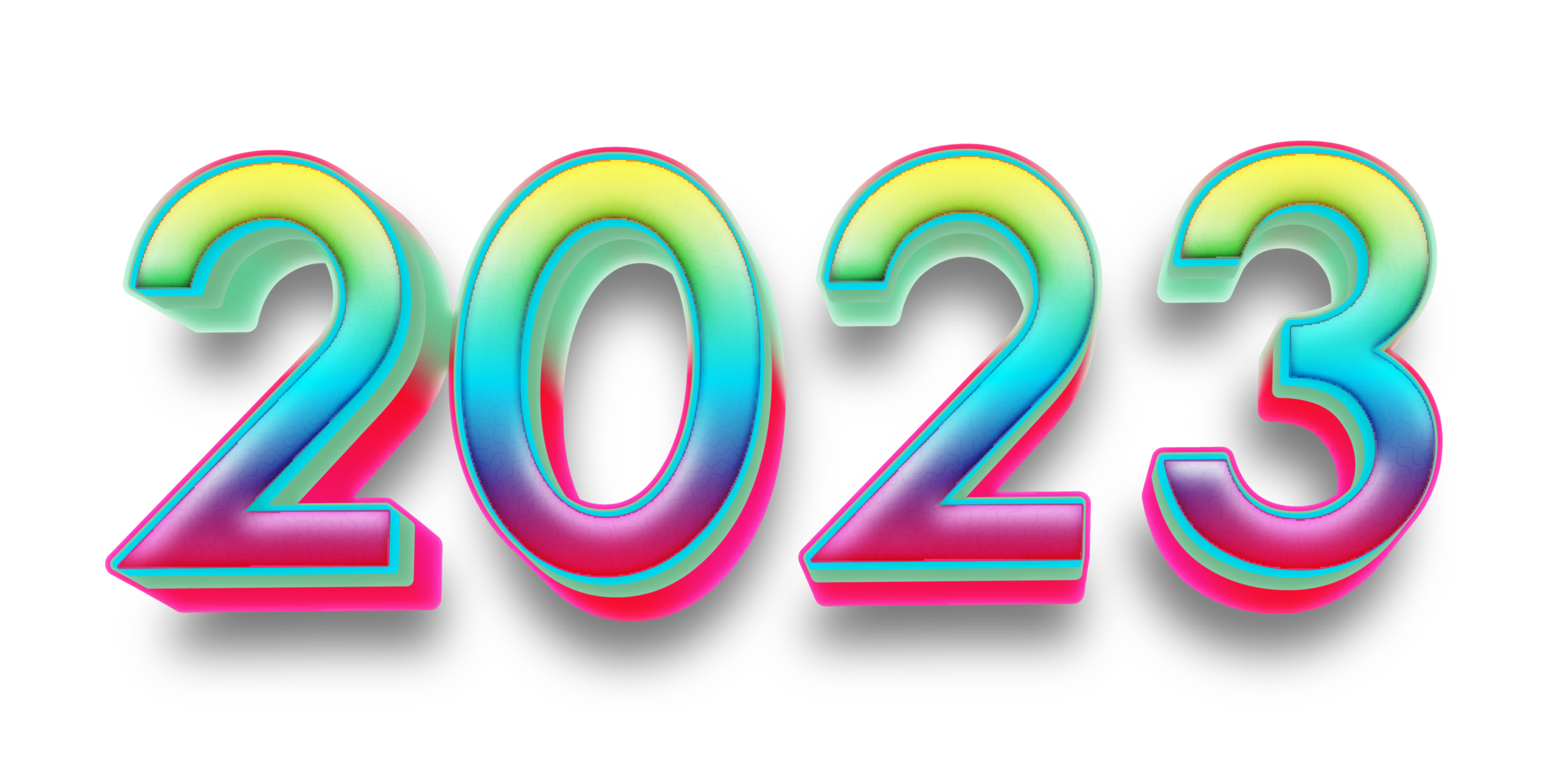 2023 text number year 3d mockup rainbow png