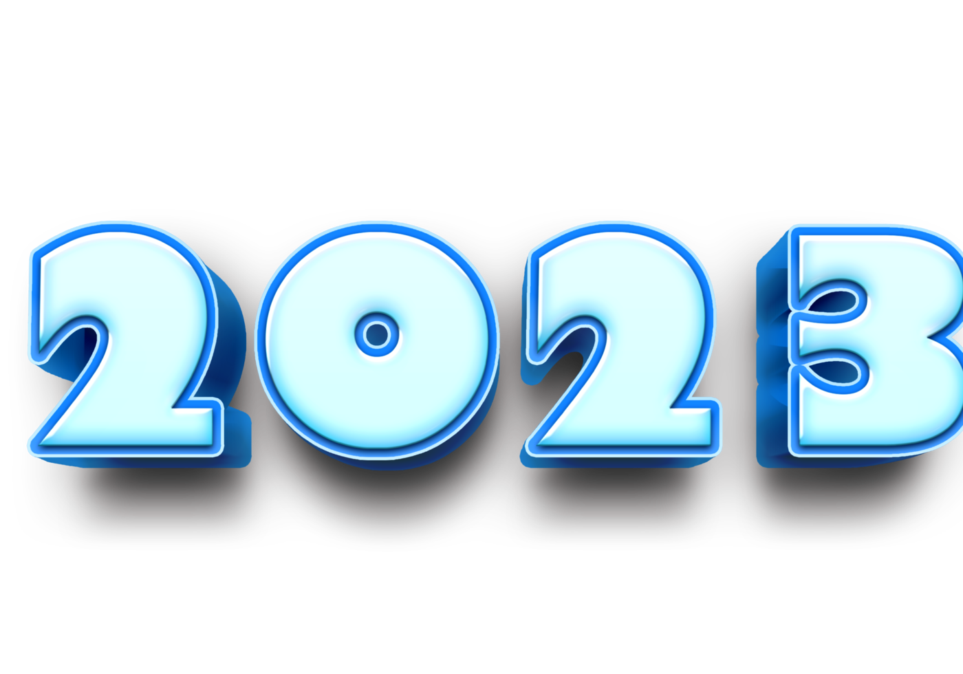 2023 text number year 3d mockup ice blue png