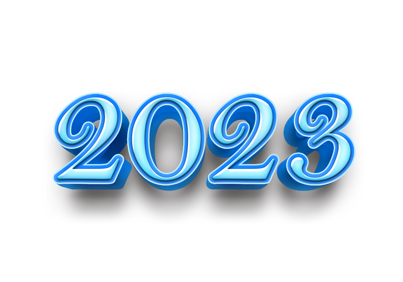 2023 text number year 3d mockup ice blue png