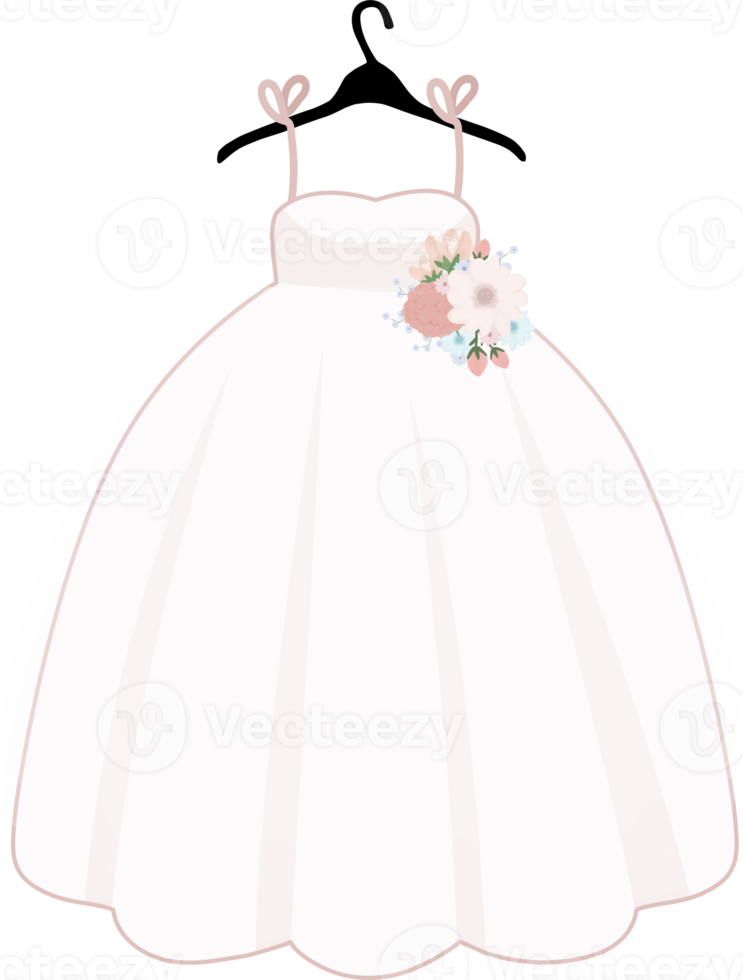 söt brud eller äktenskap klänning på galge platt ikon design png