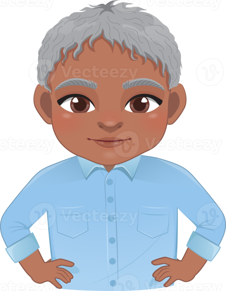 Self-confident guy set or American African male stands in a heroic pose cartoon character png