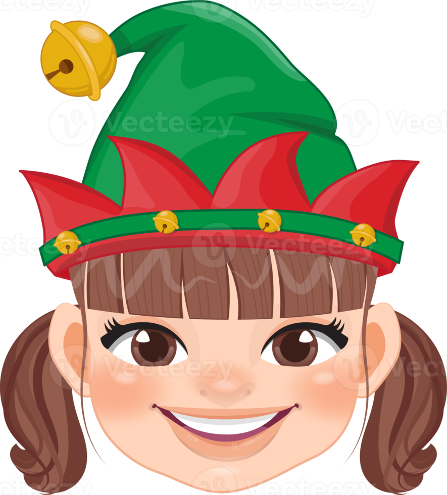 Christmas characters heads with Cute Elf cartoon characters for design png