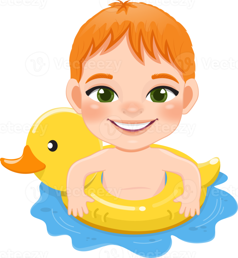 Summer boy in duck Inflatable ring cartoon png