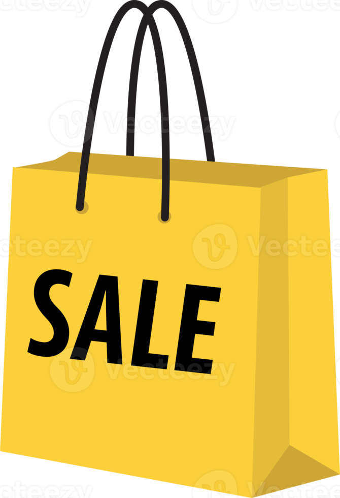 Yellow Shopping SALE paper bag flat icon PNG