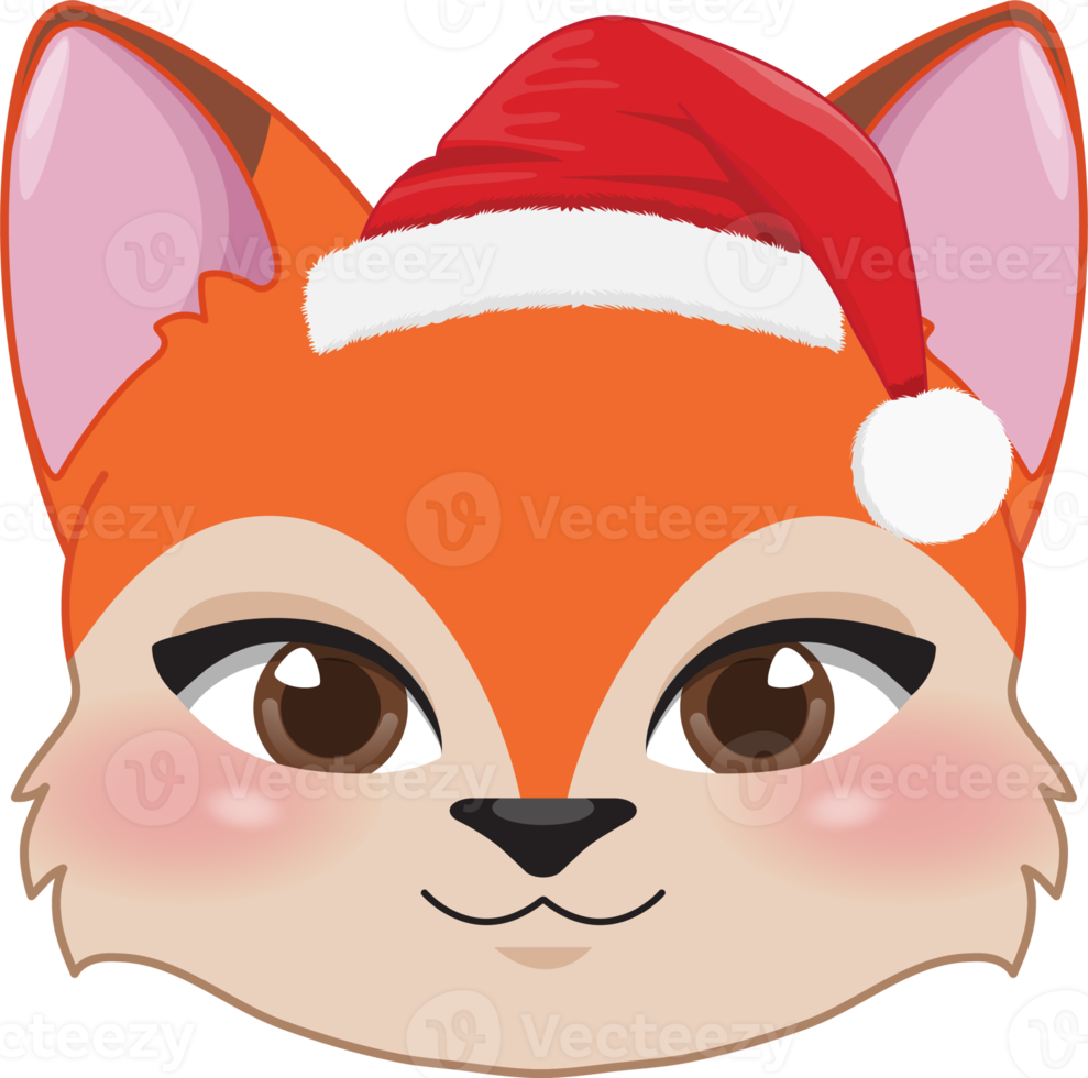 Christmas characters heads with Cute Fox cartoon characters for design png