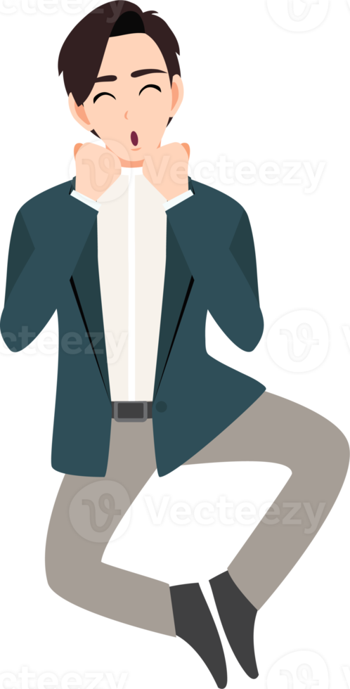 Businessman cartoon character set. Handsome business man in office style smart suit png