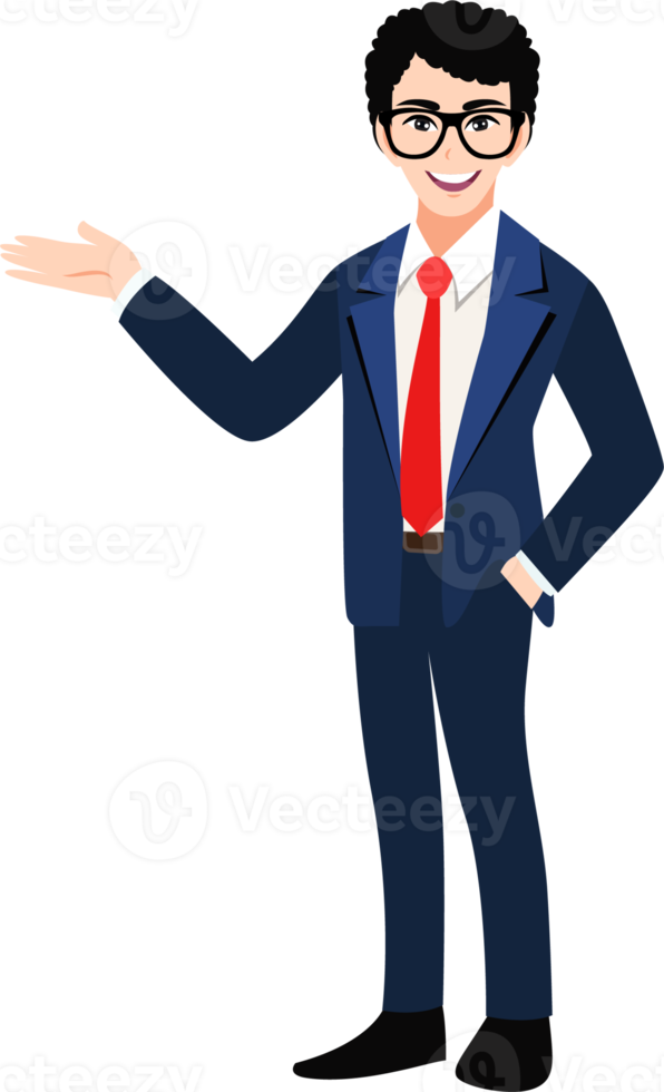 Businessman cartoon character set. Handsome business man in office style smart suit png