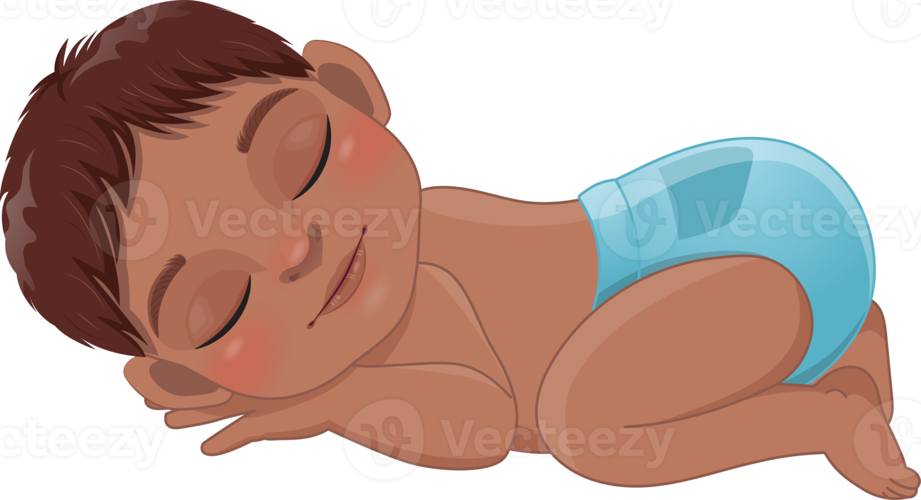 Baby American African Boy Sleeping Cartoon Character png