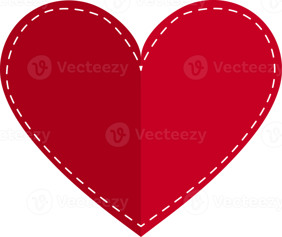 Red paper heart flat icon PNG