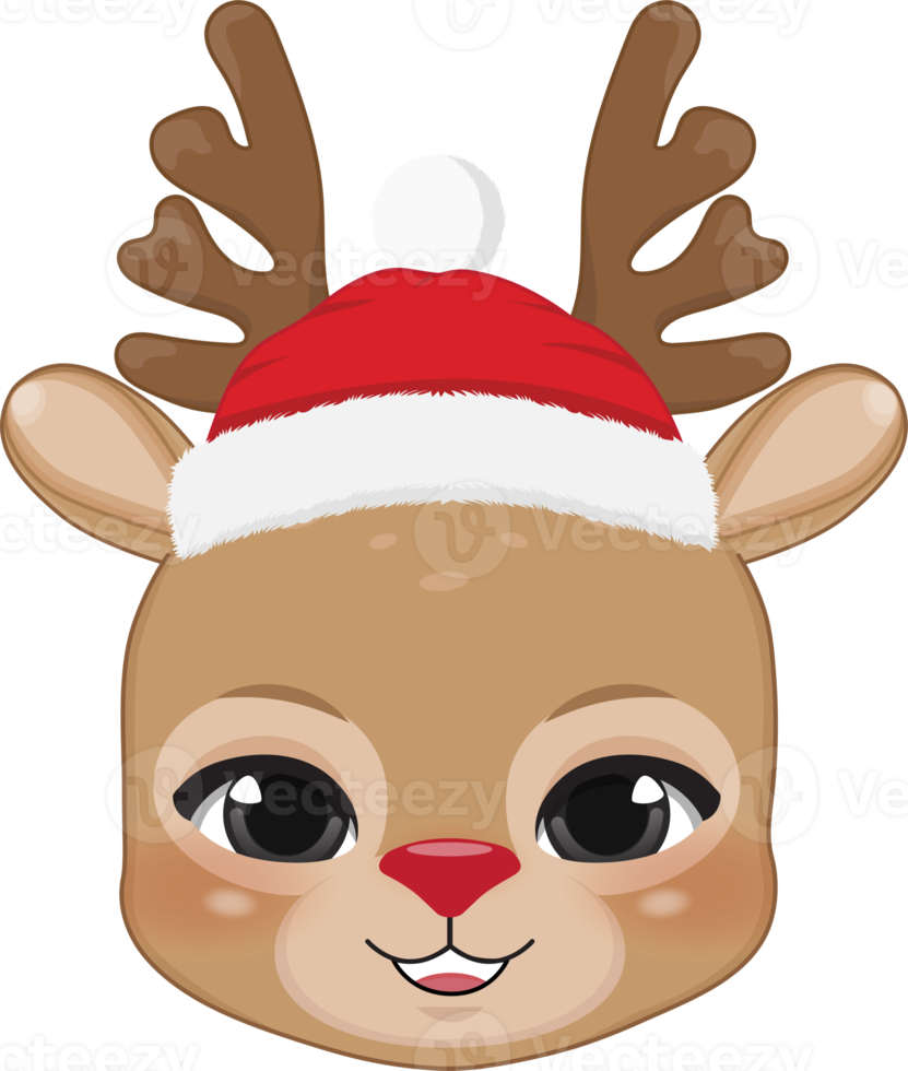Christmas characters heads with Cute Raindeer cartoon characters for design png