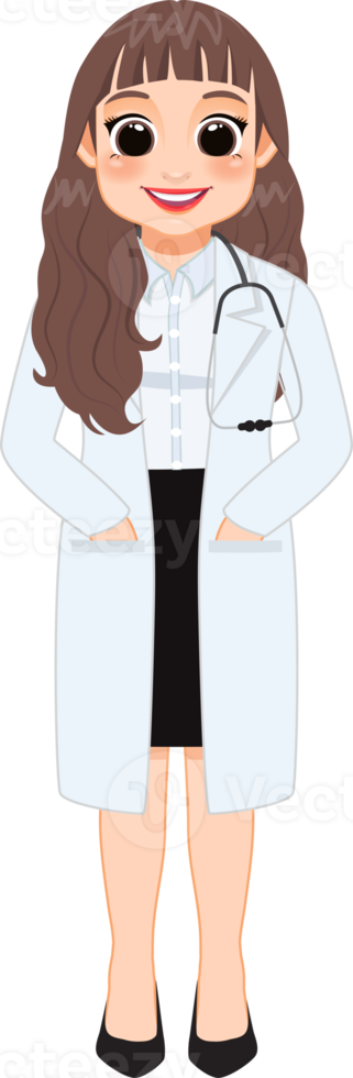 fêmea médico dentro uniforme clipart, profissional médico trabalhadores, sublimação desenhos, mascote png