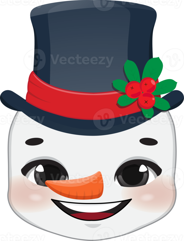 Christmas characters heads with Cute Snowman cartoon characters for design png