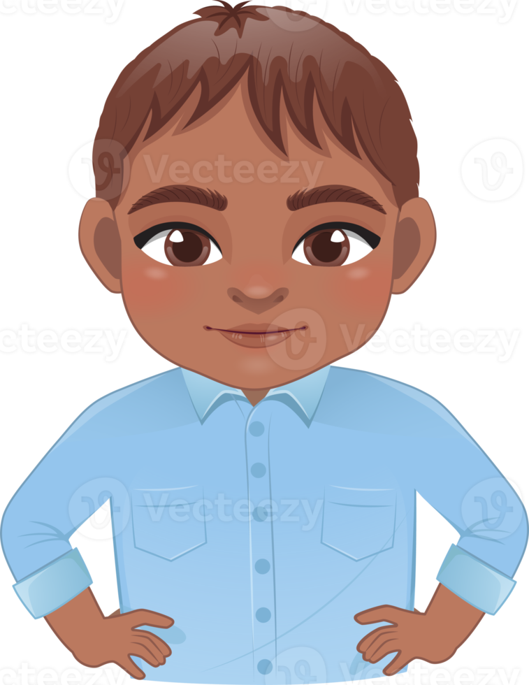 Self-confident guy set or American African male stands in a heroic pose cartoon character png