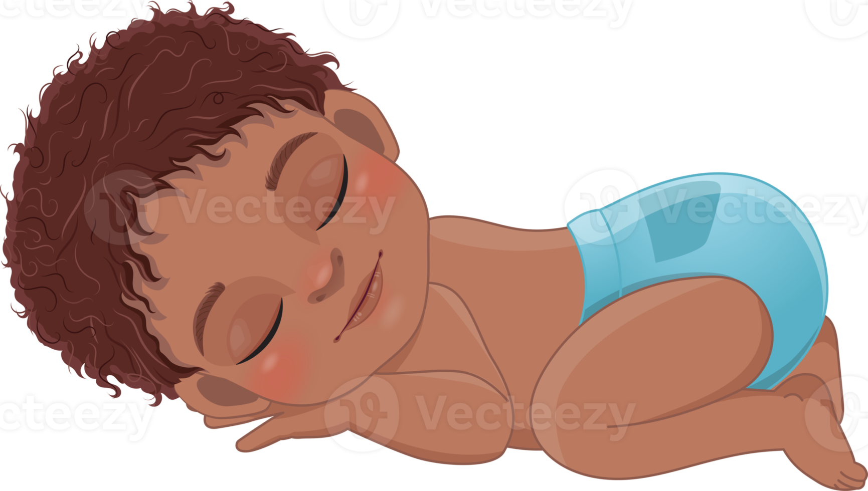 Baby American African Boy Sleeping Cartoon Character png