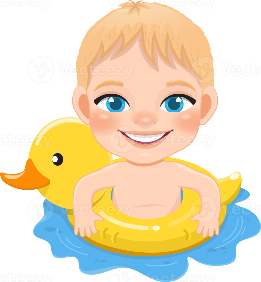 Summer boy in duck Inflatable ring cartoon png