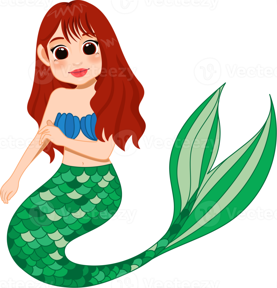 cartone animato personaggio con carino sirena Principessa con colorato capelli e coda png