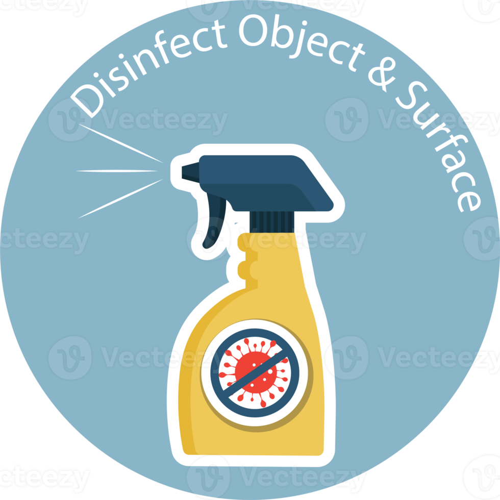 Disinfect Object and Surface Spray Bottle. New normal concept Flat Icon PNG