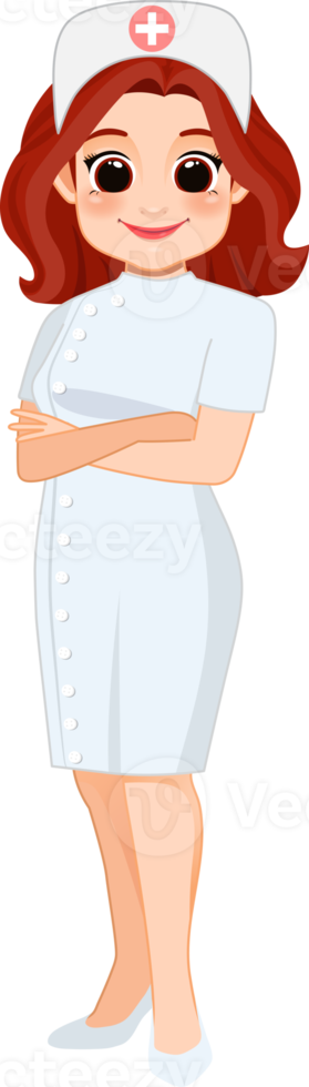 desenho animado personagem com profissional enfermeira dentro inteligente uniforme png
