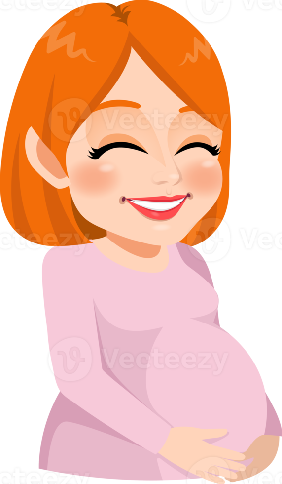 Cute pregnant mother cartoon character. Happy Mothers Day card png