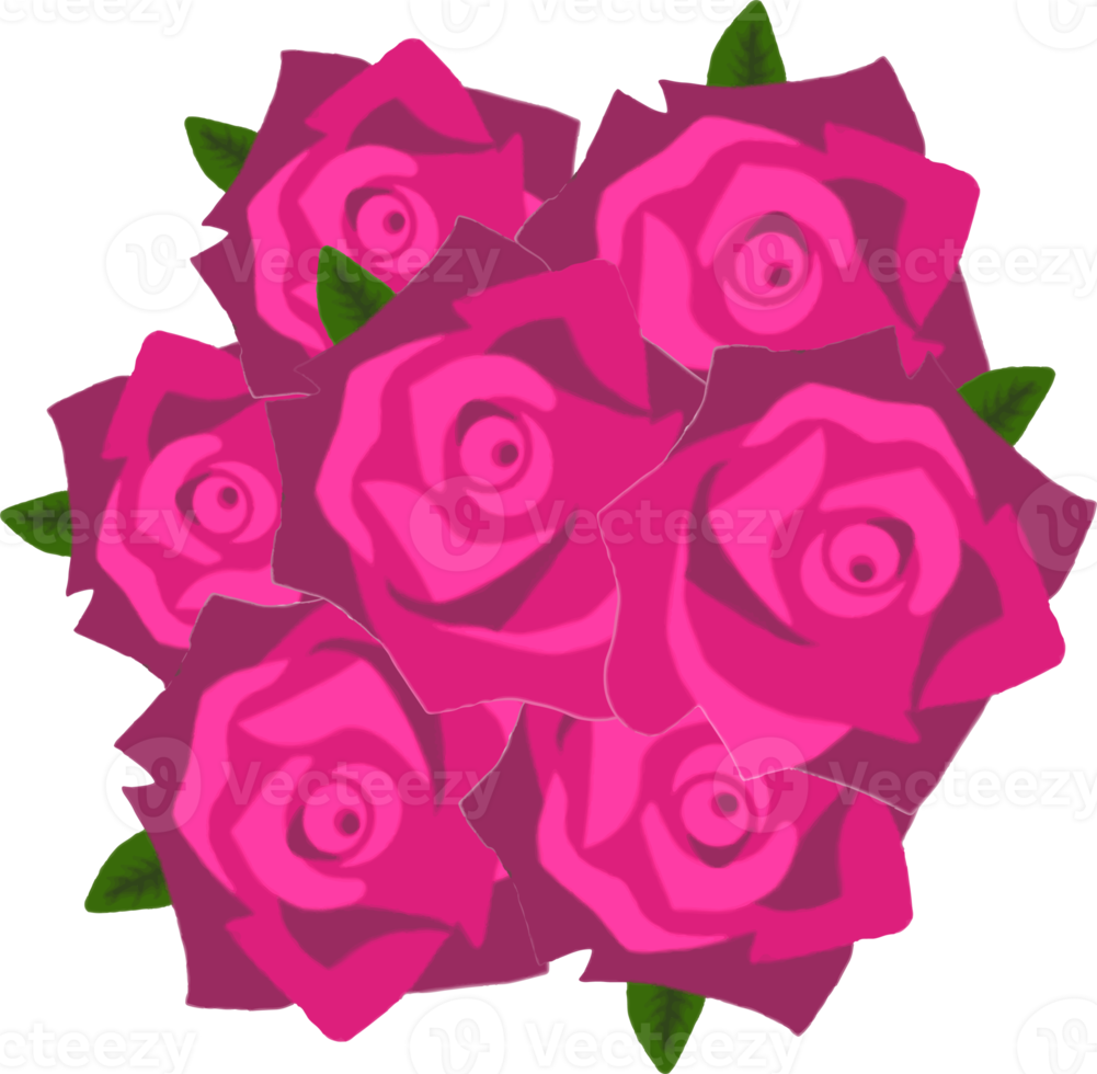 Pink rose bouquet cartoon character design png