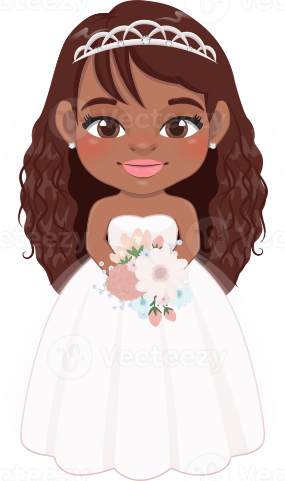 mignonne américain africain la mariée ou mariage plat icône conception png