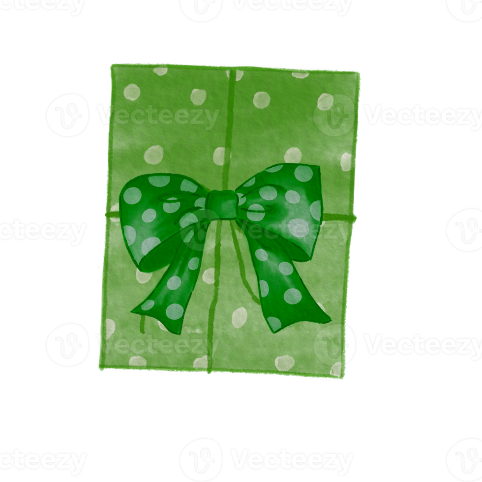 Merry Christmas and Happy New Year with Gift box Watercolor style png
