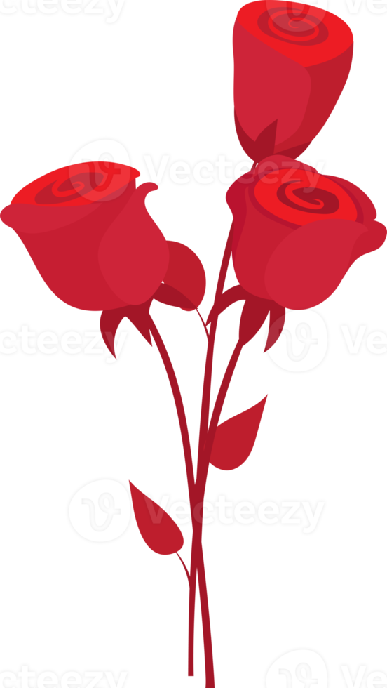 Valentin ou mariage élément avec rouge Rose fleur plat icône png