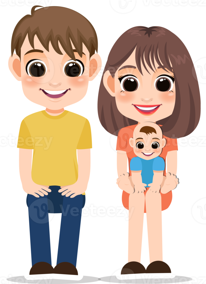 Cute Family Sitting in Sofa Flat Icon PNG
