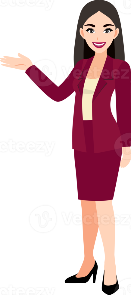 Businesswoman cartoon character set. Beautiful business woman in office style smart suit png