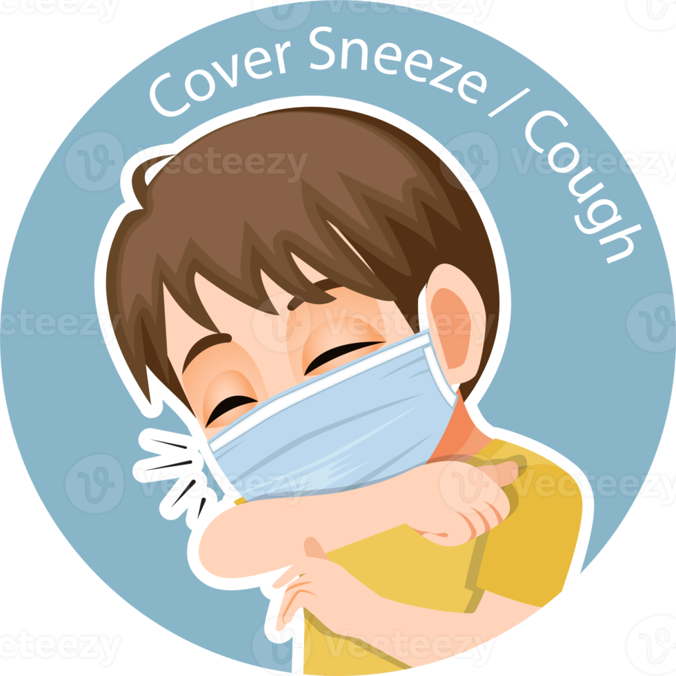 cover sneeze or cough, new normal concept flat icon PNG