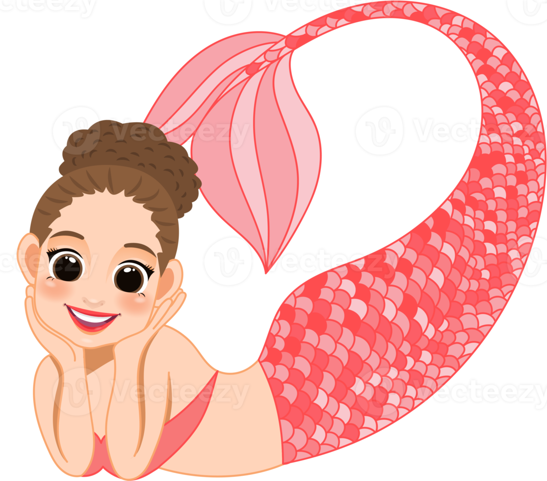 dibujos animados personaje con linda sirena princesa con vistoso pelo y cola png